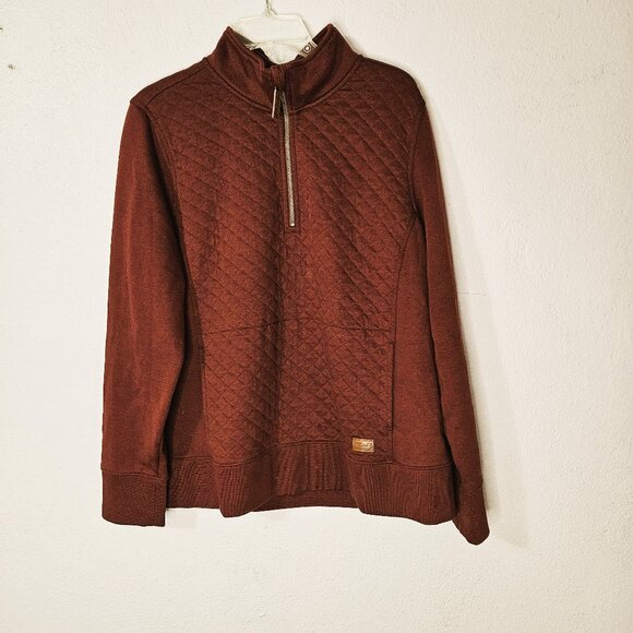 L.L. Bean Tops - L.L. Bean Women's Burgundy Cozy Quilted Sweatshirt 1/4 Zip Pullover Size XL P